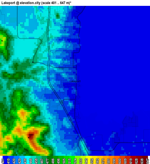 Lakeport elevation map