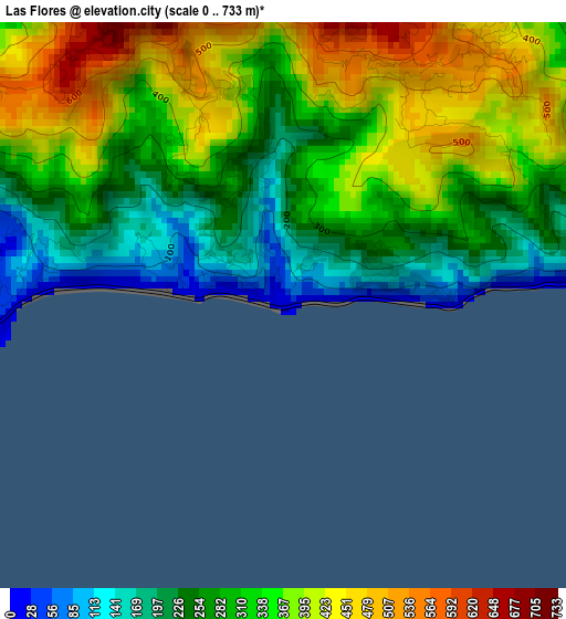 Las Flores elevation map