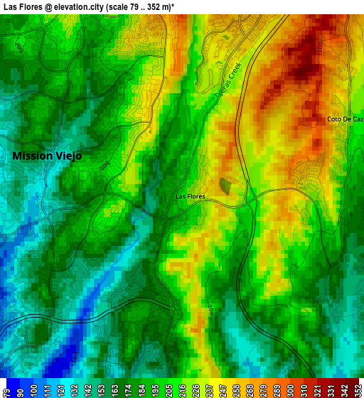 Las Flores elevation map