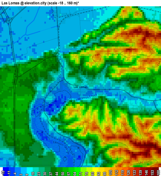 Las Lomas elevation map