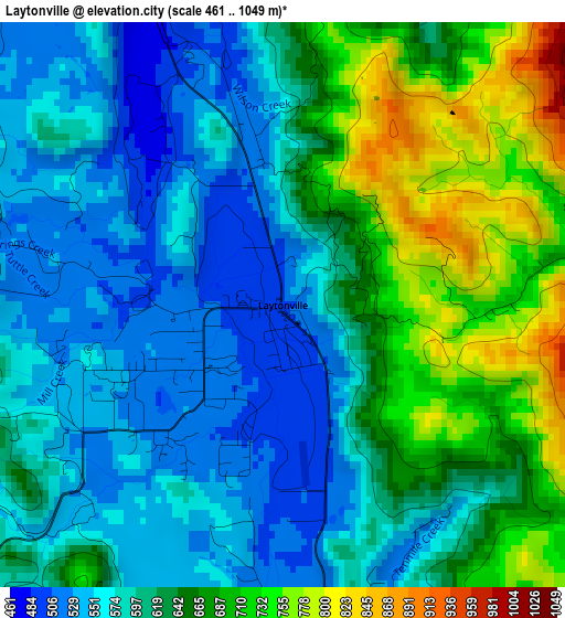 Laytonville elevation map