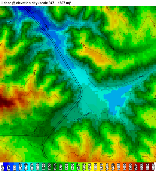 Lebec elevation map