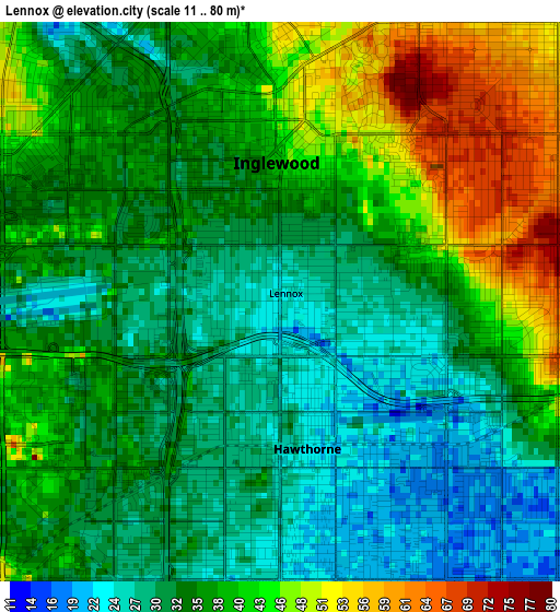 Lennox elevation map