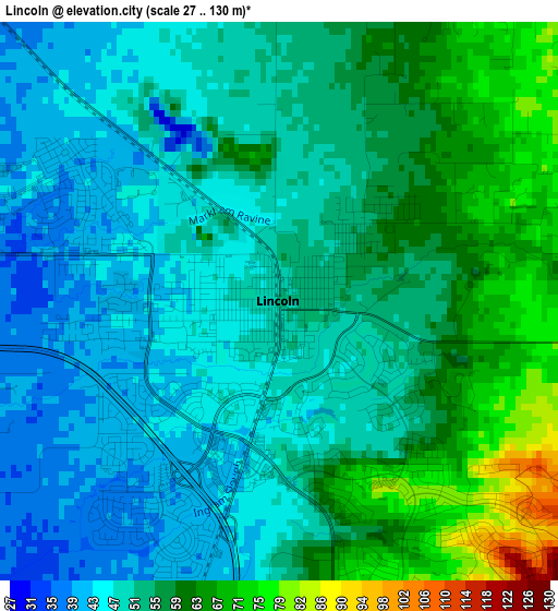 Lincoln elevation map