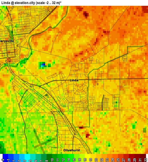 Linda elevation map