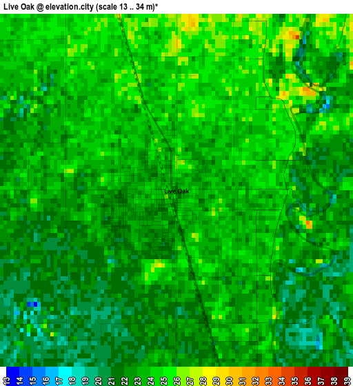 Live Oak elevation map