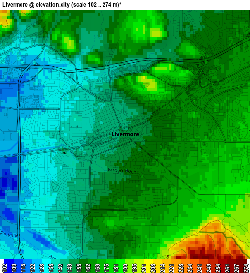 Livermore elevation map