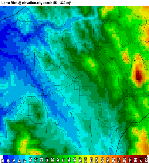 Loma Rica elevation map