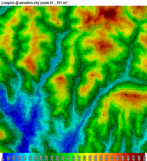 Lompico elevation map