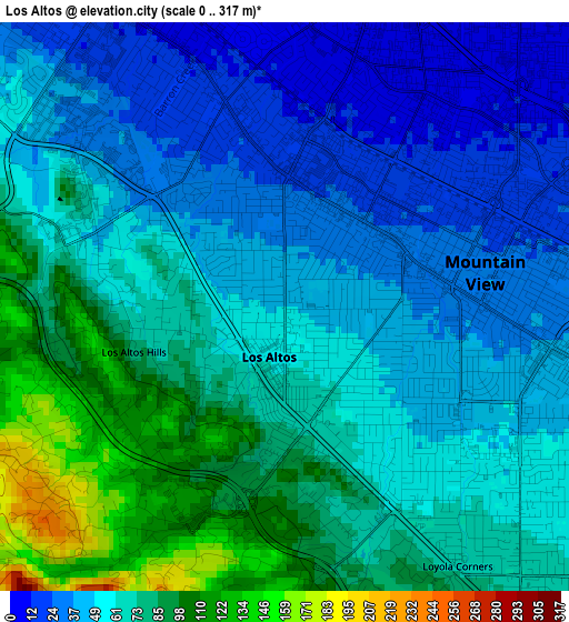 Los Altos elevation map