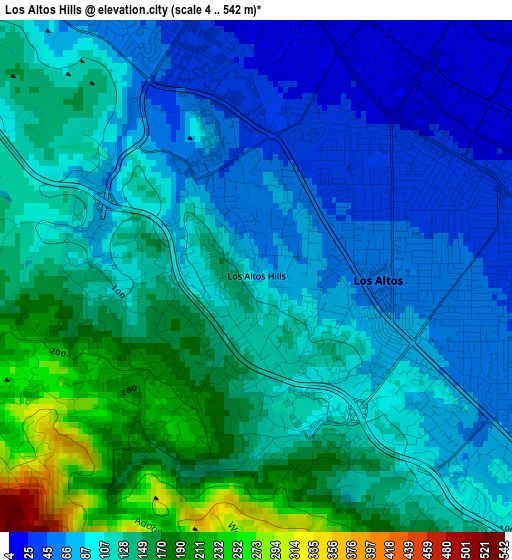 Los Altos Hills elevation map