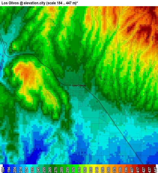 Los Olivos elevation map