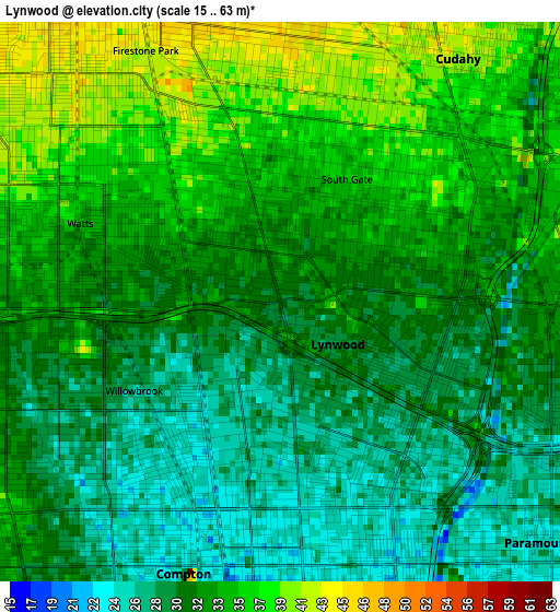 Lynwood elevation map