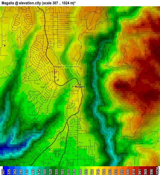 Magalia elevation map