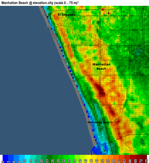 Manhattan Beach elevation map