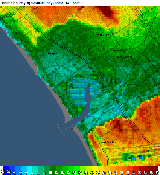 Marina del Rey elevation map