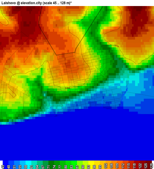 Laishevo elevation map