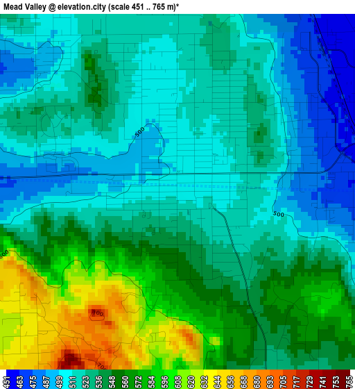 Mead Valley elevation map