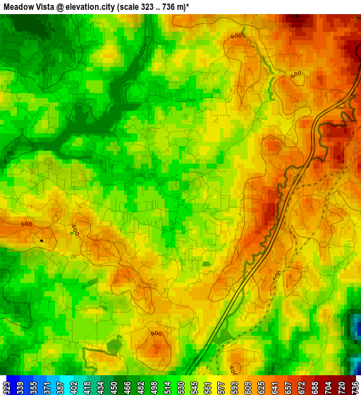 Meadow Vista elevation map