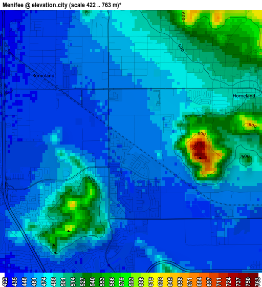 Menifee elevation map