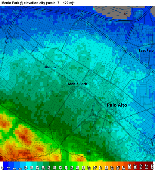 Menlo Park elevation map