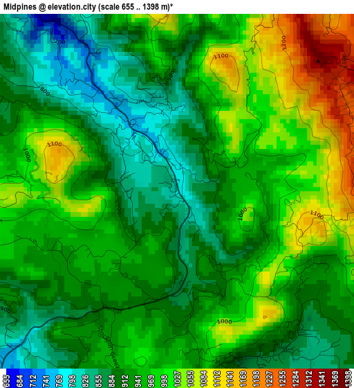 Midpines elevation map