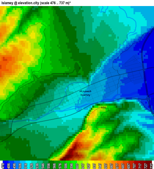 Islamey elevation map