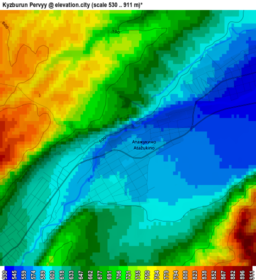 Kyzburun Pervyy elevation map