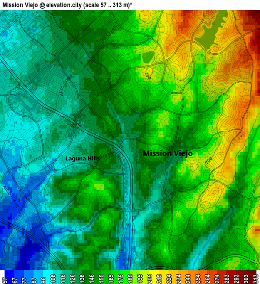 Mission Viejo elevation map