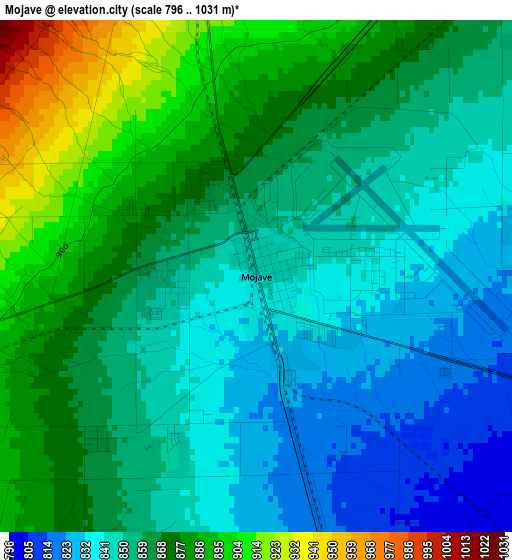 Mojave elevation map