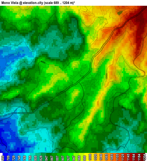 Mono Vista elevation map