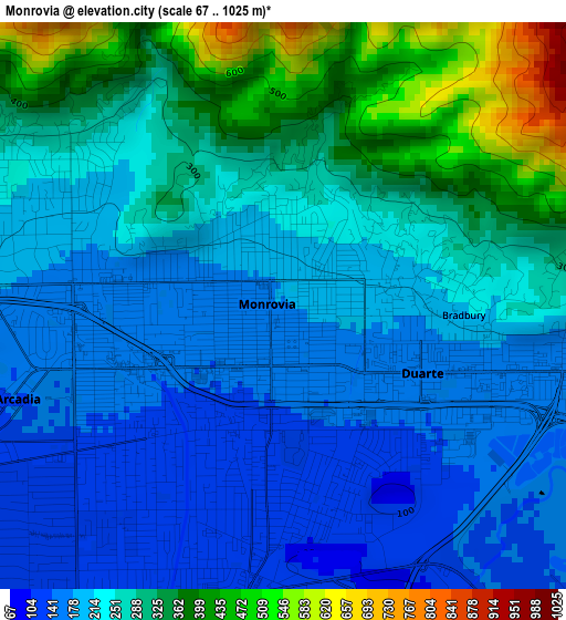 Monrovia elevation map