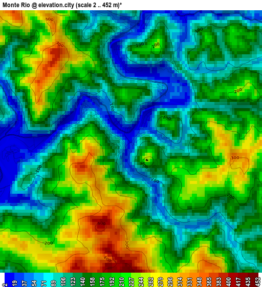 Monte Rio elevation map