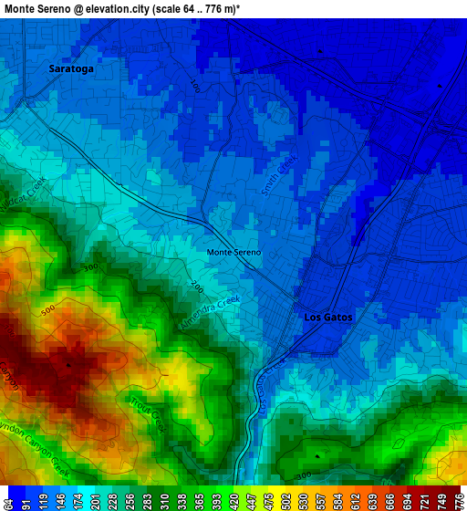 Monte Sereno elevation map