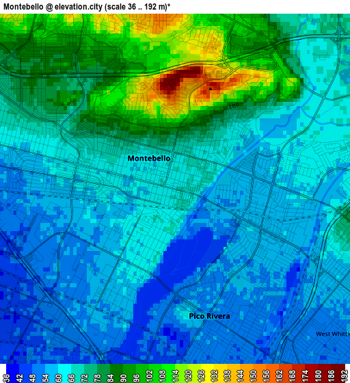 Montebello elevation map