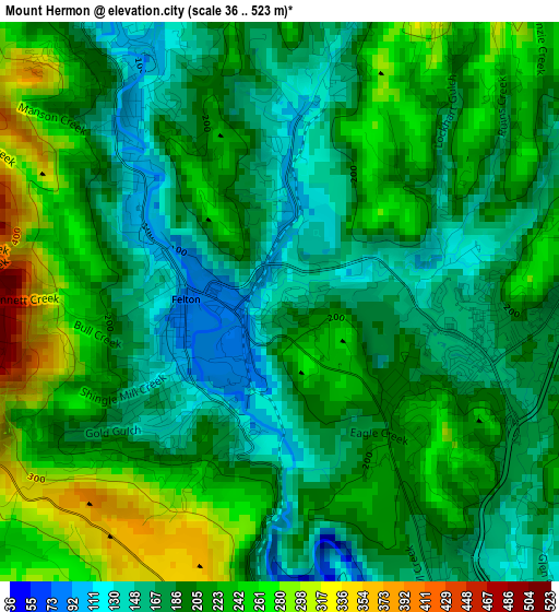 Mount Hermon elevation map