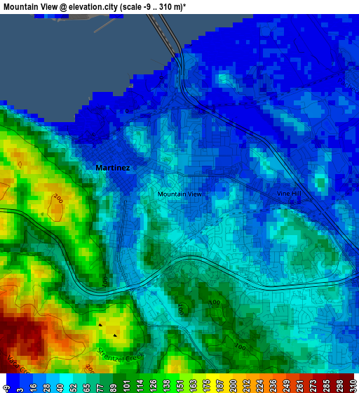 Mountain View elevation map