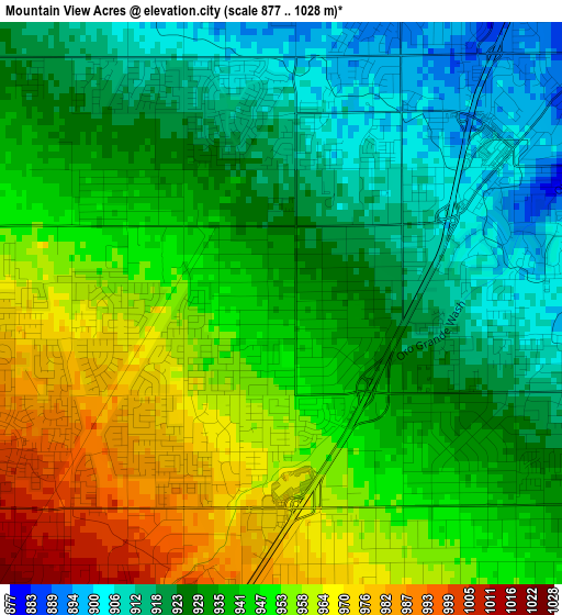 Mountain View Acres elevation map