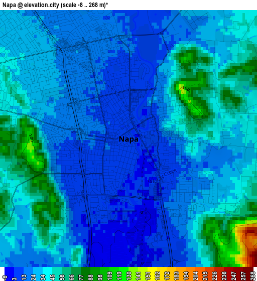 Napa elevation map