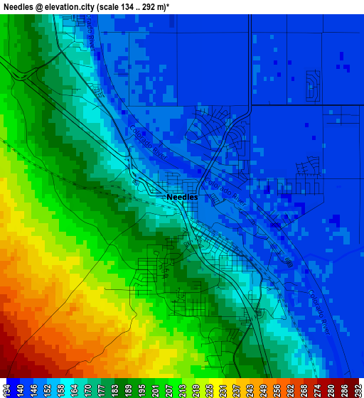 Needles elevation map