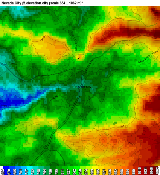 Nevada City elevation map