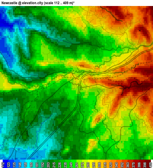 Newcastle elevation map