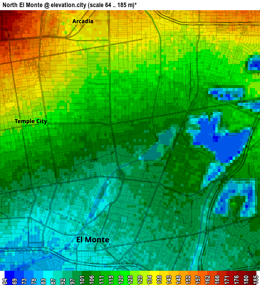 North El Monte elevation map