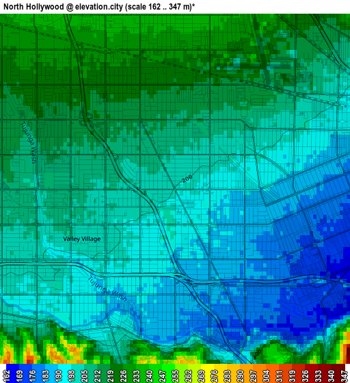 North Hollywood elevation map