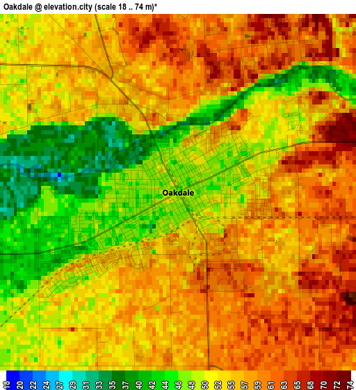 Oakdale elevation map