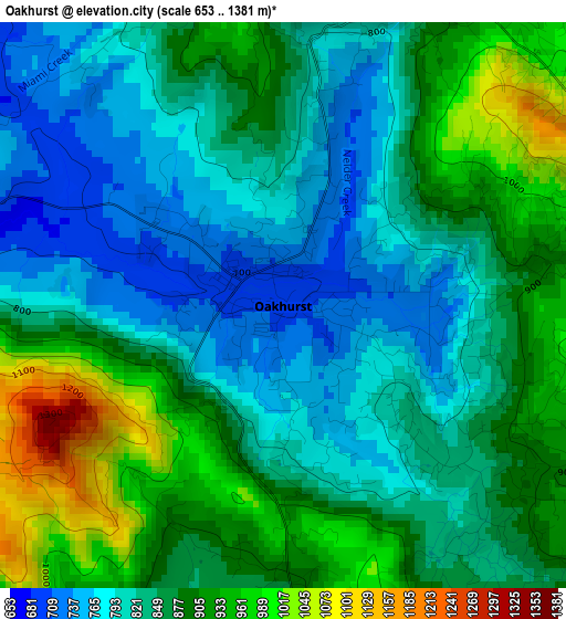 Oakhurst elevation map