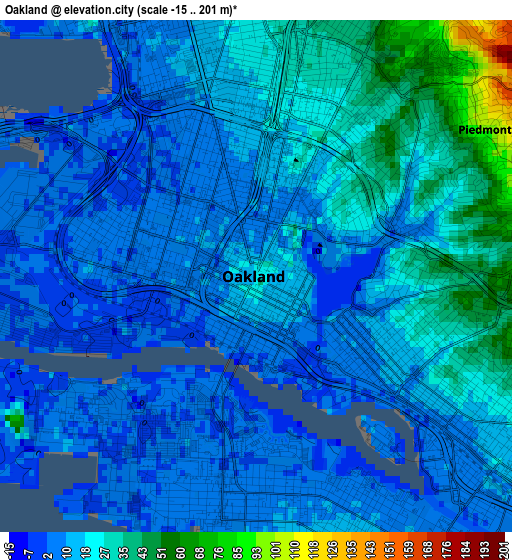 Oakland elevation map