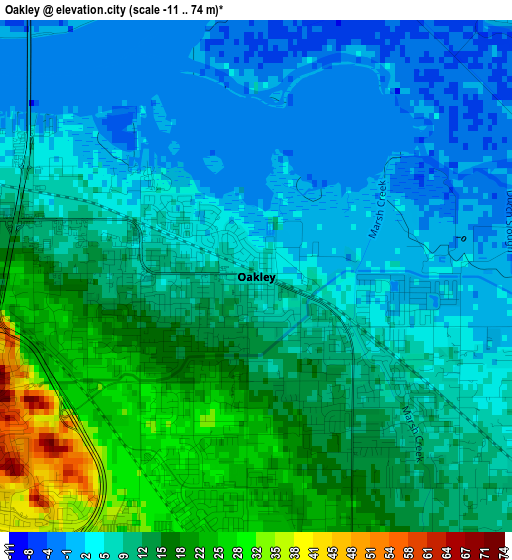 Oakley elevation map