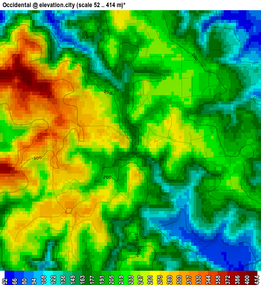 Occidental elevation map