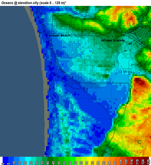 Oceano elevation map